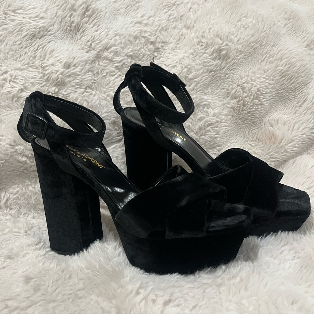 Saint Laurent Black Velvet Platforms